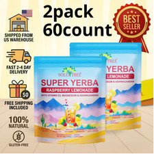 Super Yerba Mate Instant Tea Powder Energy Focus USA Made 60 Servings 2 pack