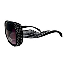 Rhinestone Butterfly Sunglasses W/Black Frame  Gradient Maroon PC Lenses.