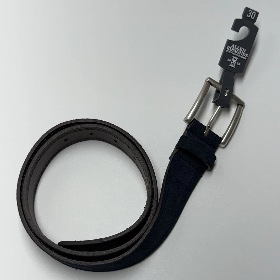 Allen Edmonds Men’s Bourbon St Belt Navy Blue Suede Italian Leather Made USA NWT - Image 2 of 4