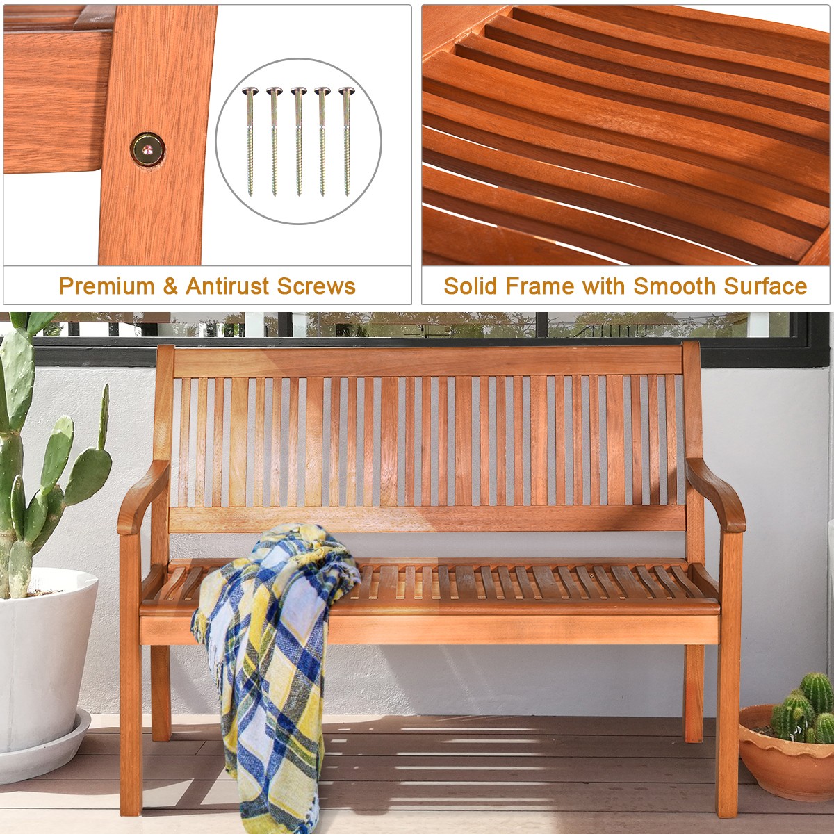 Dining Bench Solid Wood Long Table Seat High Back