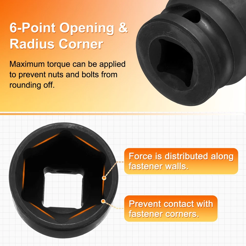 6-Point Impact Socket 30mm Socket 1/2" Drive 1.65" Long Cr-Mo Steel Phosphated - Image 4 of 4