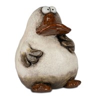Dekofigur Ente Cartoon Sitzend H. 24Cm Creme Braun Aus Keramik Formano Wa
