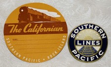 110h. 2 X SOUTHERN PACIFIC LINES LABELS, "THE CALIFORNIAN" ROCK ISLAND / SP LINE