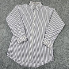 Stafford Executive Mens15 32Striped Pinpoint Oxford Shirt BlueWhite Wrinkle Free