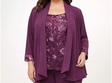 NWT Alex Evenings Wmns 2X 2 Piece Garment Set Floral Sequins Formal Dinner Party