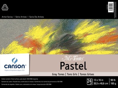 Canson  Mi-Teintes Pastels Paper Pad 12''X16''-Gray Tones 24 Sheets