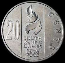 Fiji 20 Cents 2003 Elizabeth II South Pacific Games Coin WCA B231