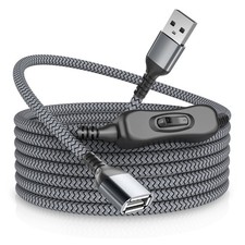 RUXELY USB Extension Cable with On/Off Switch 10Ft,Type a Male to Female Power C