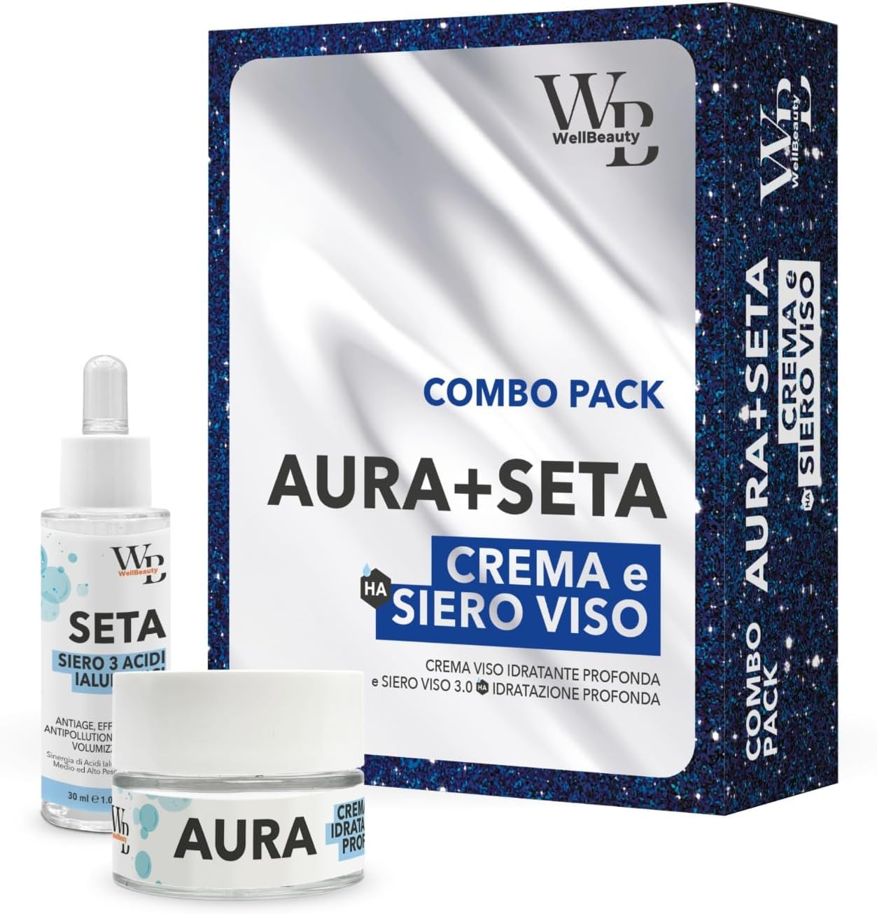 KIT WELLBEAUTY Crema Illuminante e Siero Acido Ialuronico Effetto Lift