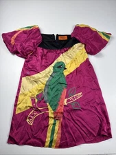 VOOM by Joy Han 100% Silk Mini Dress XS Purple Yellow W Green Macow