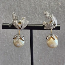 Vintage JKB Jackie Kennedy Swarovsky Crystal Faux Pearl Earrings Dangles