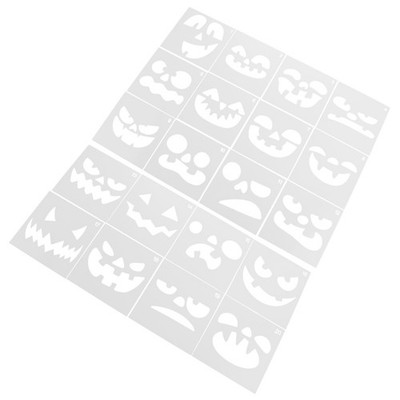 1 Set 20 Stück Halloween Hohlkürbis Zeichenschablonen Vorlagen (weiß)