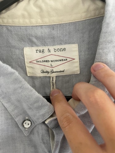 Rag & Bone Shirt Mens Size L Blue Linen Blend Long Sleeve Button Down - Picture 6 of 11