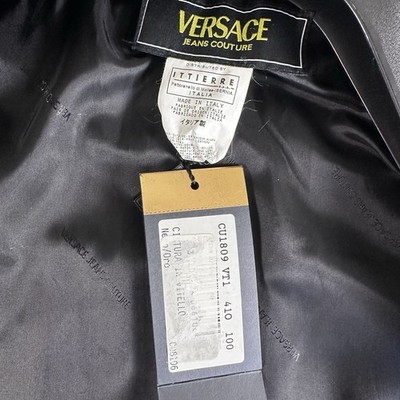 Versace Jeans Couture Vintage Leather Jacket Men XL Black Vitello