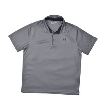 Under Armour Men's Gray Polo Shirt Loose Fit Size XXL Short Sleeve Solid