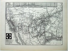 Atchison Topeka Santa Fe - Original 1941 Railway Map By Poole Bros. Vintage