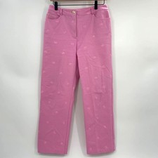 ST. JOHN SPORT Women's Causal Summer Pant Size 8 Pink Cropped Straight Leg