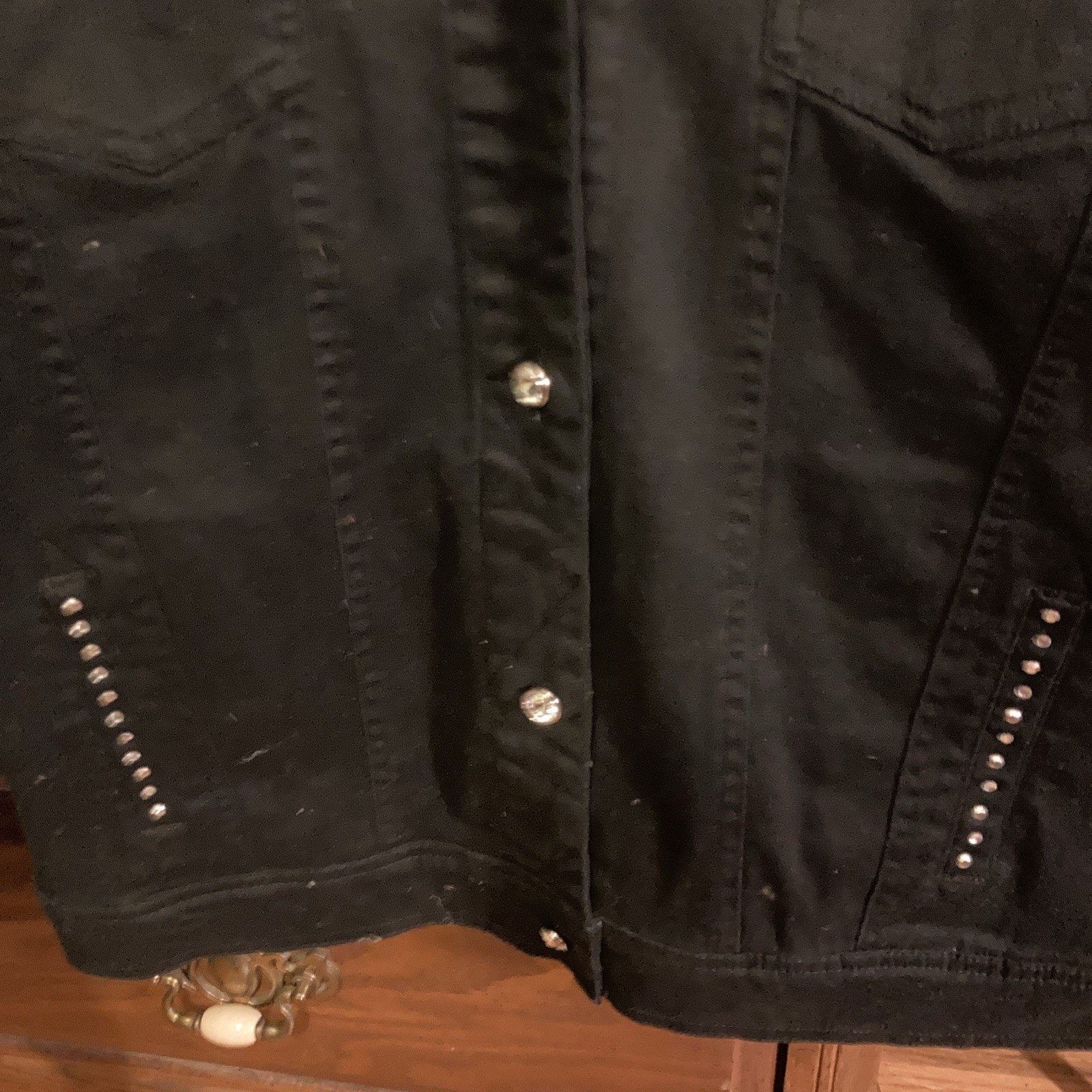 Classy Black Light Weight Jacket Embellished W/Rh… - image 3