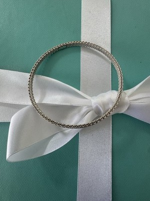 Tiffany & Co SELTENER schmaler Somerset massiver Mesh-Armreif in Silber UK Test - 2 verfügbar