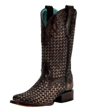 Corral Western Boots Womens Overlay Square Toe Glitter Chocolate A4526