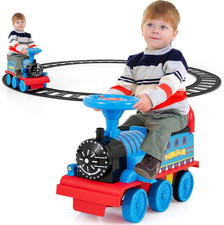 Kids Ride On Train 6V Battery Track Set Lights Music Storage Electric Toy Car