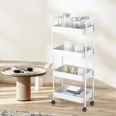 4 Ebenen Regal Kunststoff Schmal Aufbewahrung Wagen Rollen Küche Organizer