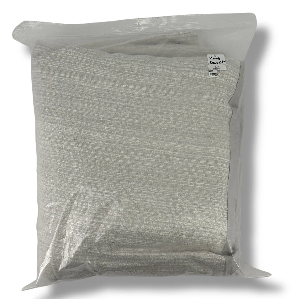 Funda nórdica Restauración Hardware algodón rayado lino tamaño king gris niebla Foto 4 de 4