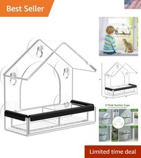 Durable Acrylic Window Bird Feeder with Lift-Out Tray - Perfect for Garden Decor