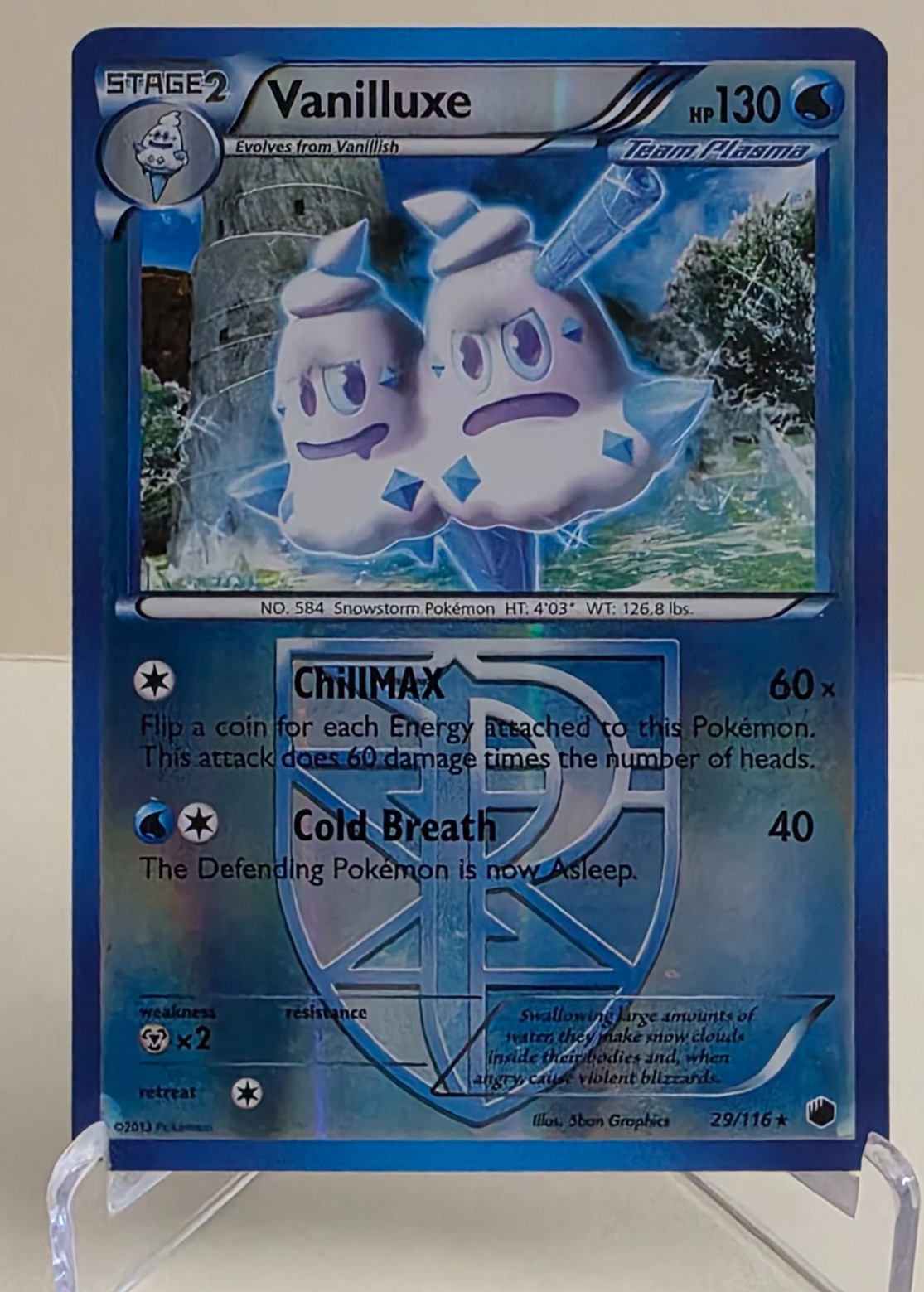POKEMON PLASMA FREEZE VANILLUXE REVERSE HOLO RARE 29/116 LIGHT PLAY
