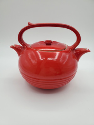 Teapot Twinspout Tea Master & Lid 2 Compartments Hall Chinese Red Antique 40oz