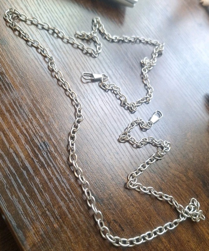 50" RETRO STAINLESS STEEL CHAIN Strap HOOK CLIP Excellent Condition Necklace 