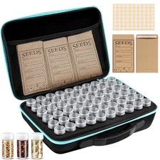 60 Slots Seed Storage Organizer Box with 20 Envelopes & Labels - Garden Seeds Co