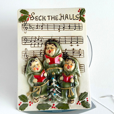 Vintage ''Deck the Halls'' KN Japan Christmas Music Box with Monk Carolers -Works