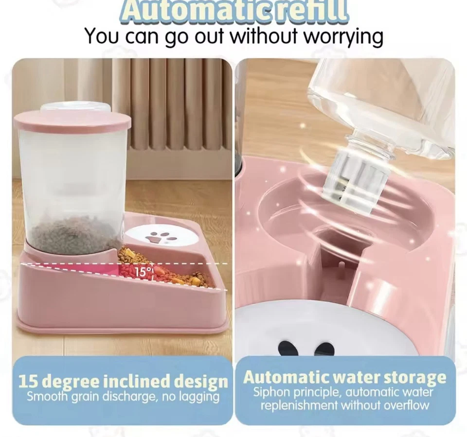 Alimentador automático 2 em 1 para gatos e dispensador de água tigela de comida para animais de estimação gravidade - Imagem 4 de 4