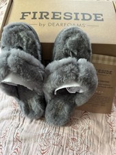 Women s Dearfoam Fireside Genuine Shearling Slippers Grey Size 9