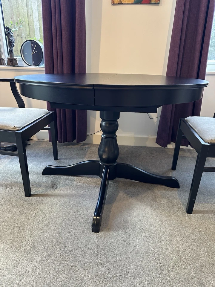 IKEA INGATORP Extendable Round Dining Table - Black - Classic Pedestal Design - Image 4 of 4
