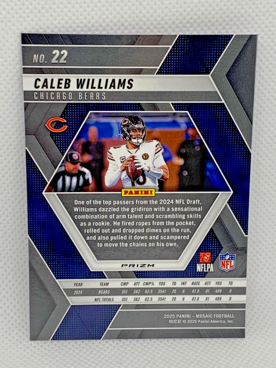 2025 Panini Mosaic Football Caleb Williams Purple Cracked Ice