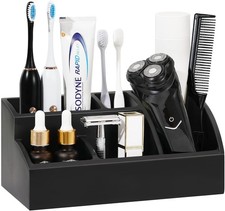 Luxspire Bathroom Counter Organizer, Toothbrush Holder 5 Slots, Matte Black