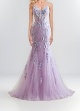 Mermaid Appliqu  Prom/ Formal Tulle Spaghetti Straps Gown Size 10 Lavender