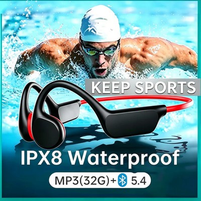 Bluetooth 5.4 Sport Kopfhörer IPX8 Wasserdicht Schwimmen Headset mit Mikrofon