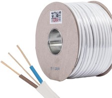 TWIN AND EARTH CABLE LIGHTING ELECTRIC SOCKET WIRE WIRING 1mm 2mm 6mm 10mm WHITE