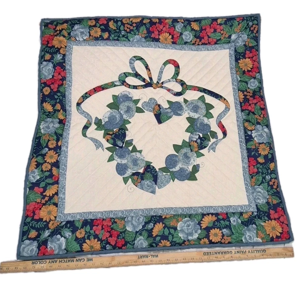 Colcha colgante de pared de corazón Shabby Chic Cottage Garden hecha por Mary Ellen Foto 3 de 4