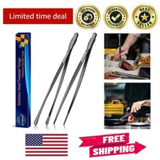 Dishwasher Safe 12-Inch Cooking Tweezers - High-Quality Stainless Steel Duo