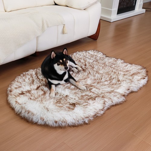 Faux Fur Dog Bed Soft Fluffy Dog Mat Washable Plush Cover Memory Foam Cushion