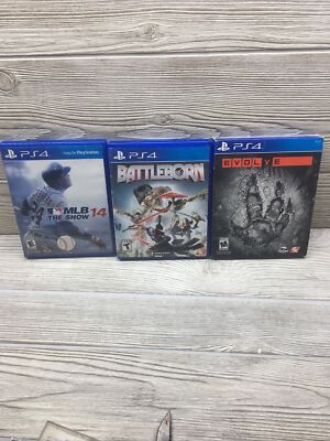 PS4 3 Game Lot Battle born EVOLVE MLBB 14 The Show Excellent Condition Fastship￼