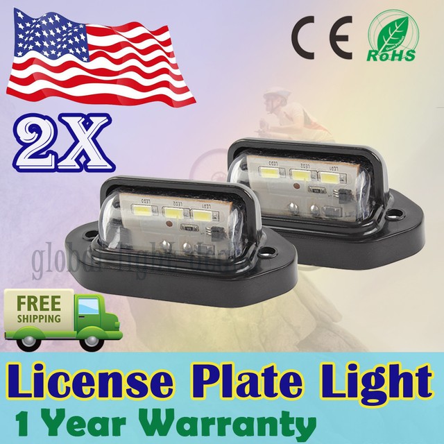 Pair 3 LED License Plate Tag Light Boat RV Truck Trailer Interior Step
