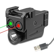 LED Flashlight Red/Green Laser Sight Combo Rechargeable For 20mm Picatinny Rail