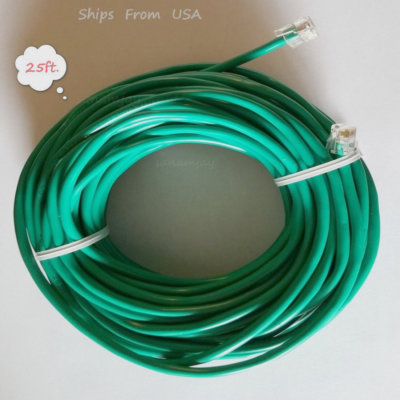 25ft. RJ11 RJ12 CAT5e Green DSL Telephone Data Cable For Centurylink, AT&T, etc