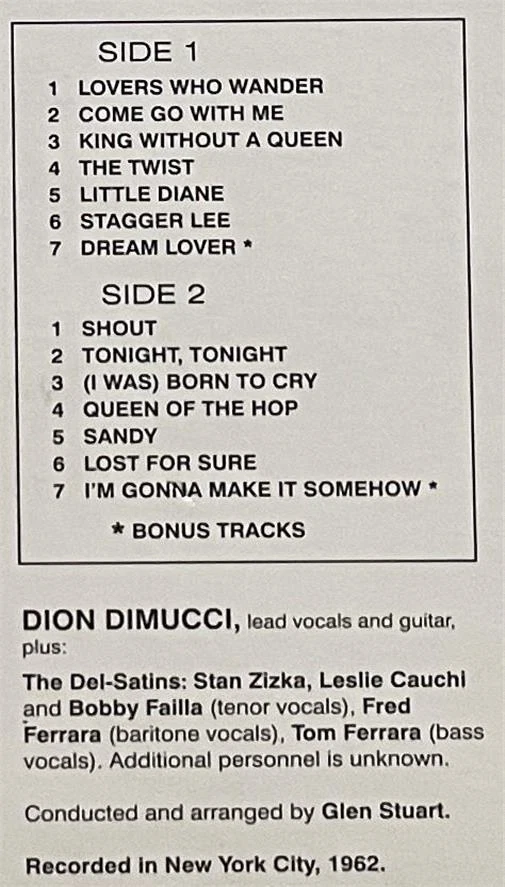 Dion Lovers Who Wander LP NM WaxTime 180g Pressing (2017) Doo-Wop Rock & Roll - Image 3 of 3