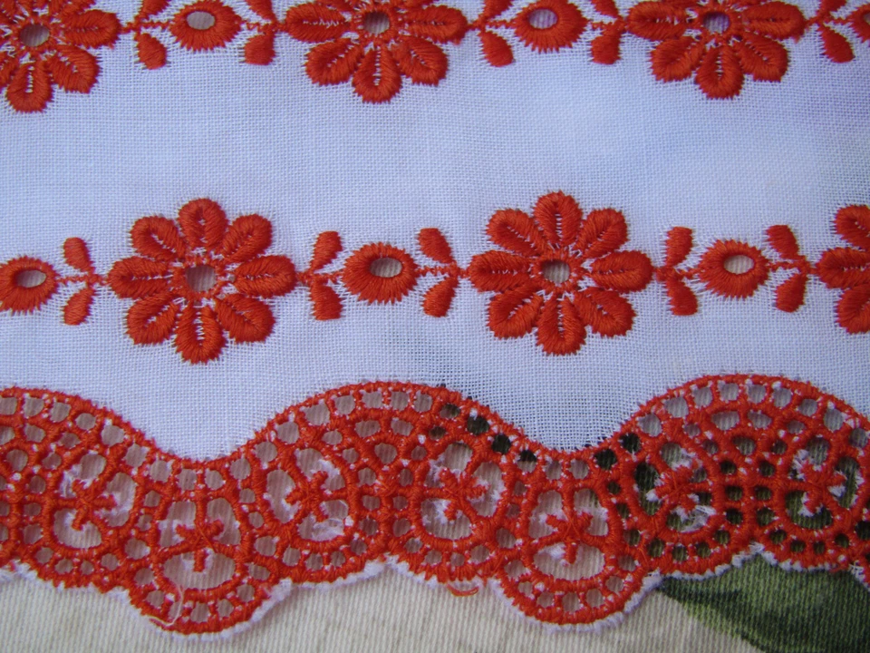 320 cm de large galon broderie ancienne  orange larg 10 cm - Photo 4/4